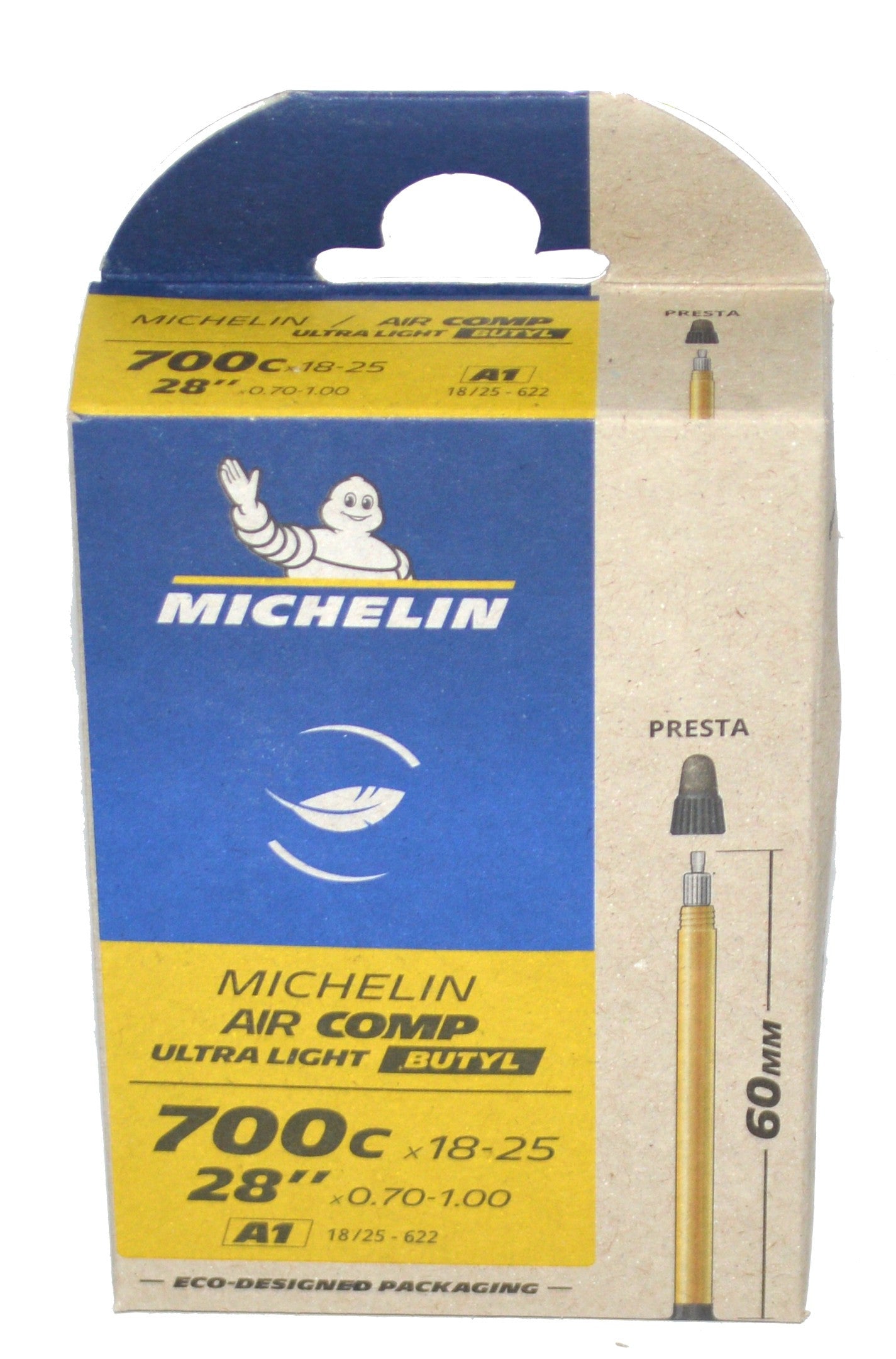 Chambre à Air Michelin A1 Aircomp Ultralight — 18/23x622 — Valve Presta 60mm