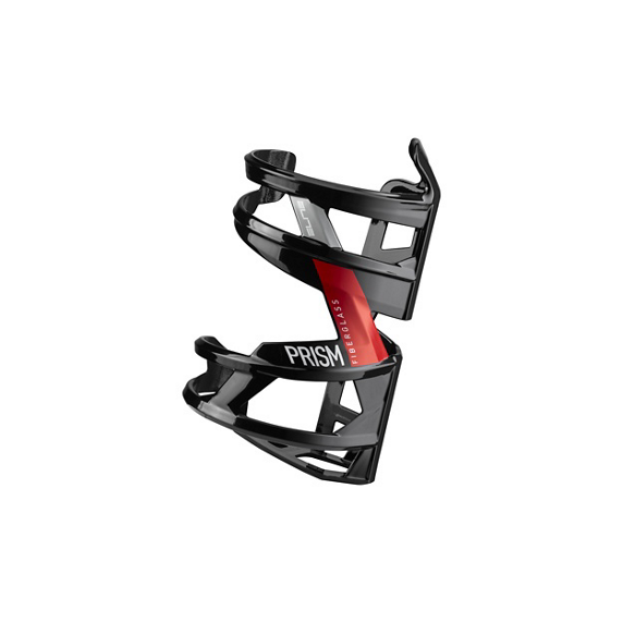 Porte-Bidon Latéral Elite Prism Glossy Fibre — Noir/Rouge — Gauche
