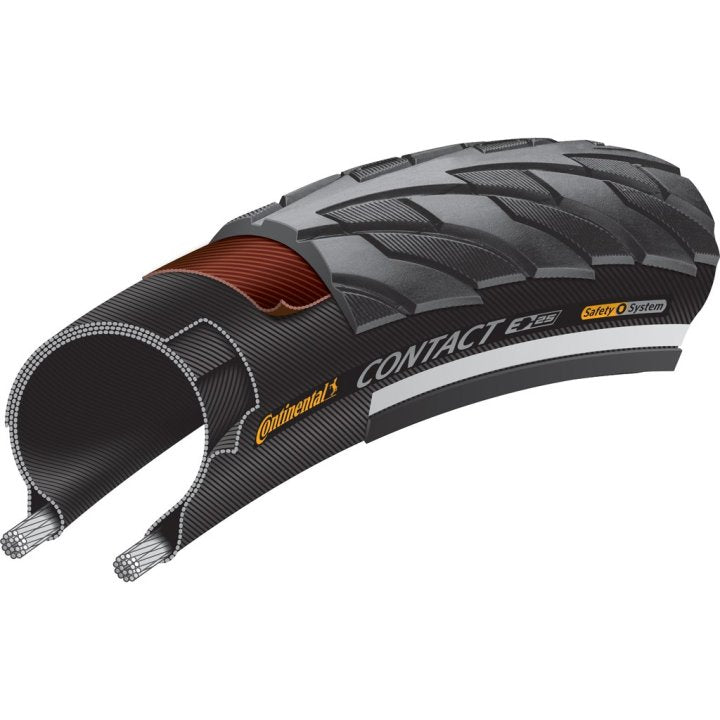 42-622 Contact noir/noir réfléchissant rigide 28 X 1.60. SafetyPlus Breaker. e-bike 25