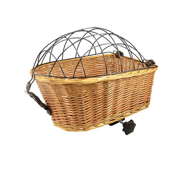 Panier Arrière Osier pour Animaux 435x285x220mm - Fixation Étau Porte-Bagages - Grille Protection