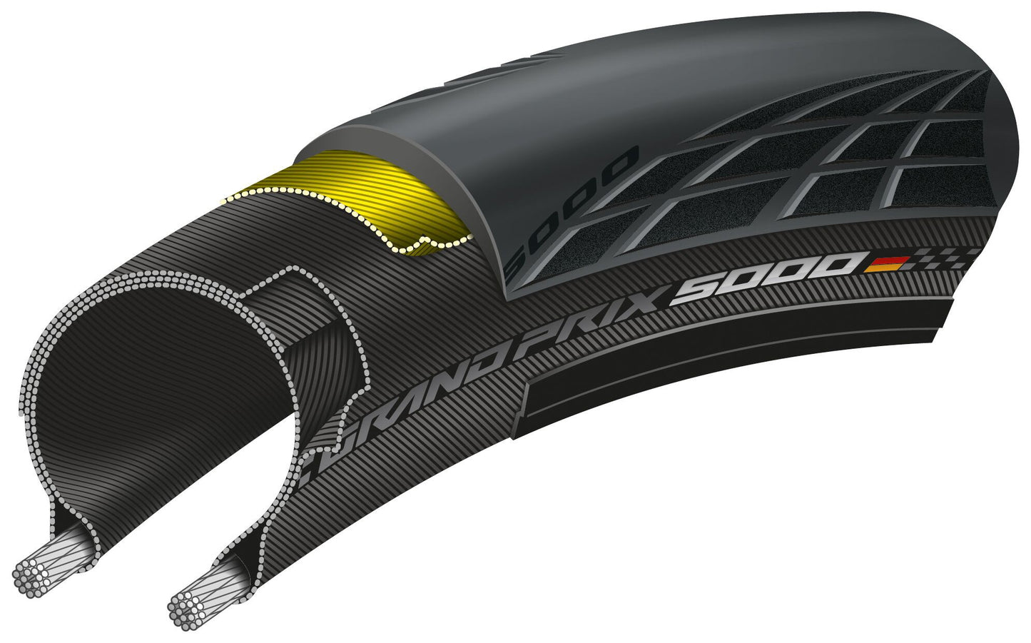 25-622 Grand Prix 5000 noir/noir pliable 700 x 25C Vectran Breaker