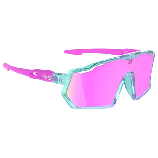 Lunettes de Soleil AZR Pro Race Jr Rx Turquoise Crystale Rose Vernie Multicouche Rose