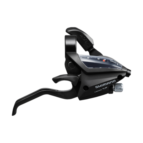 LEVIER/MANETTE VTT SHIMANO STEF500 DROIT 8V. NOIR POUR FREIN V-BRAKE 2 DOIGTS