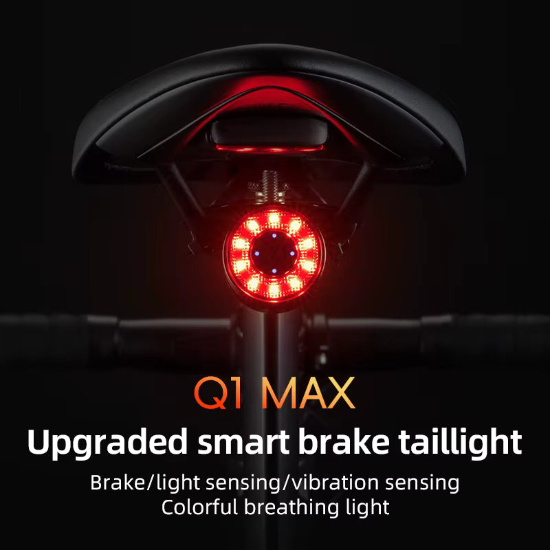 ROCKBROS Q1MAX Feu Arrière Vélo Intelligent LED - Détection Freinage USB-C