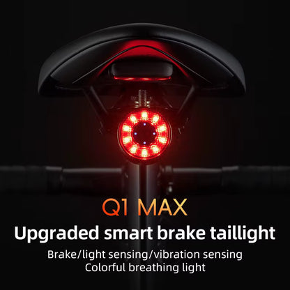 ROCKBROS Q1MAX Feu Arrière Vélo Intelligent LED - Détection Freinage USB-C