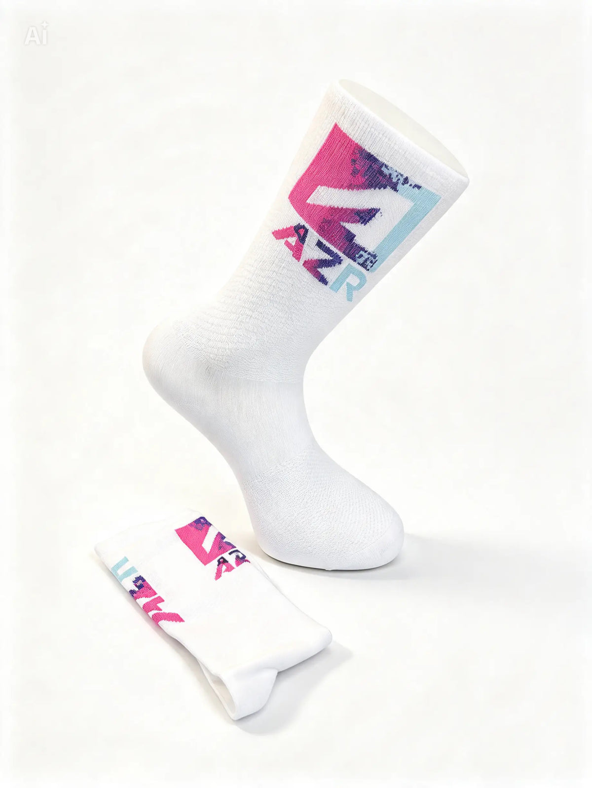 Chaussettes vélo AZR blanches L/XL – Pointures 42 à 47