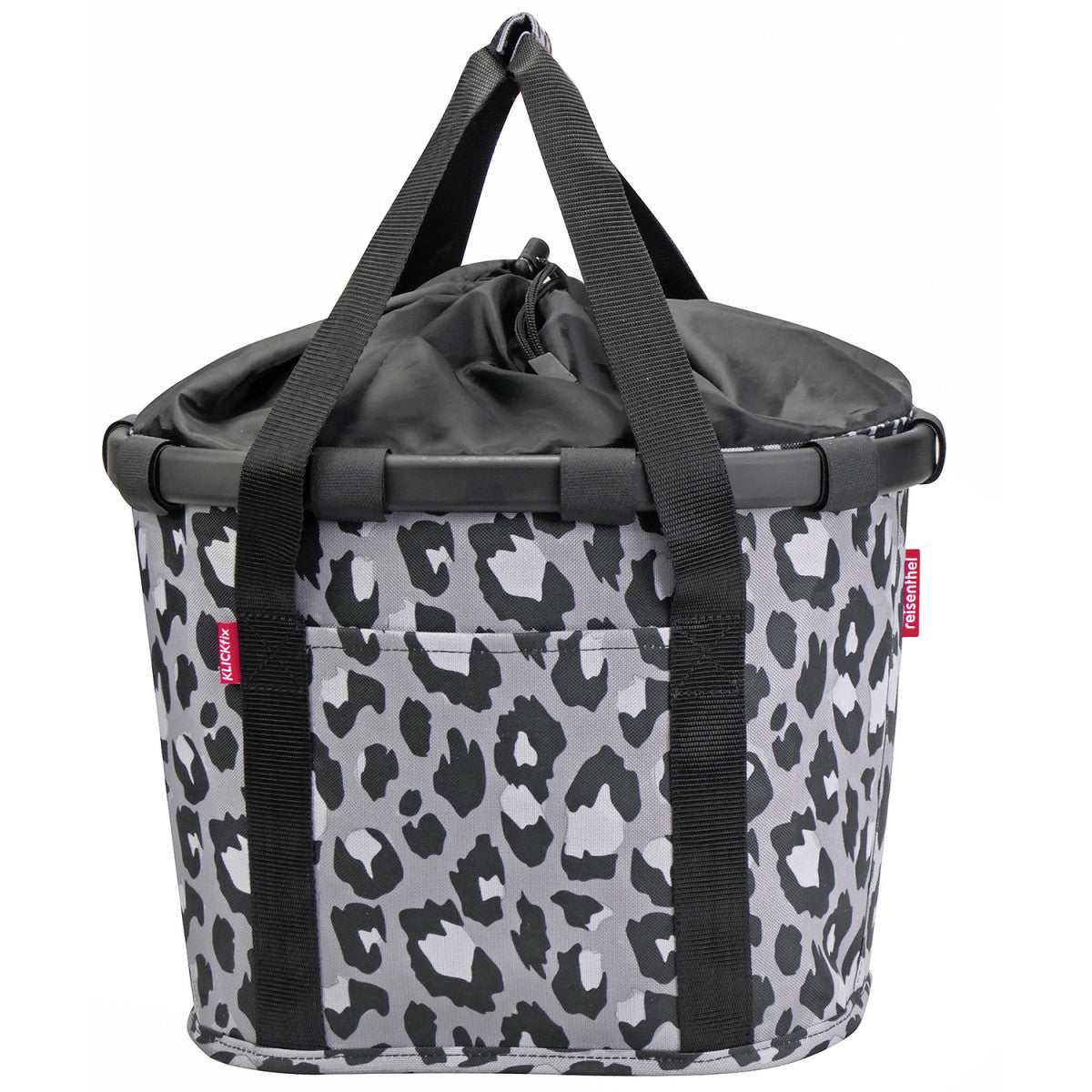 Panier avant KLICKfix "Bikebasket" Reisenthel 15 L, leo nero