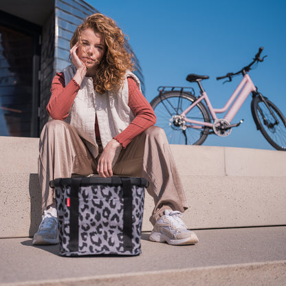 Panier avant KLICKfix "Bikebasket" Reisenthel 15 L, leo nero