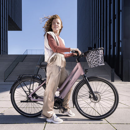 Panier avant KLICKfix "Bikebasket" Reisenthel 15 L, leo nero