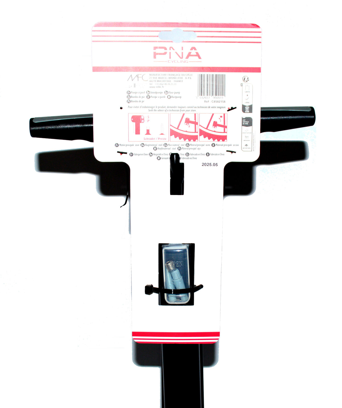 Pompe à pied PNA PRO acier avec manomètre – 8 bars