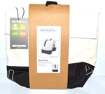 Basil Cove — Sacoche Arrière Double Blanc Cassé/Noir 28-32L